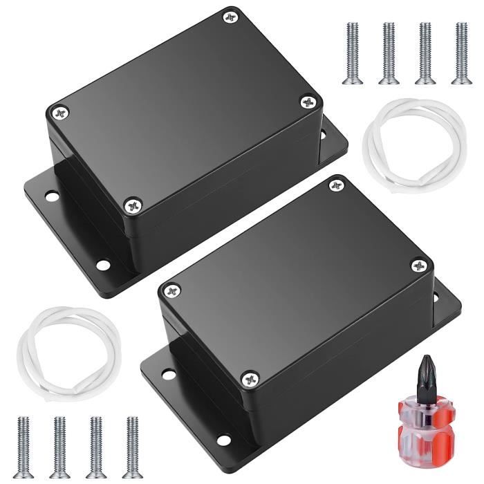 Boîtes De Dérivation Étanches IP65 - Lot De 2, 200x120x75 Mm, ABS Noir, Pour Montage En Saillie