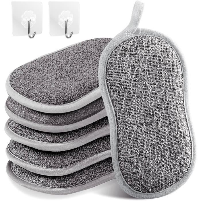 Lot De 6 Éponges Réutilisables Lavables - Double Face Microfibre - Pour Vaisselle & Surface
