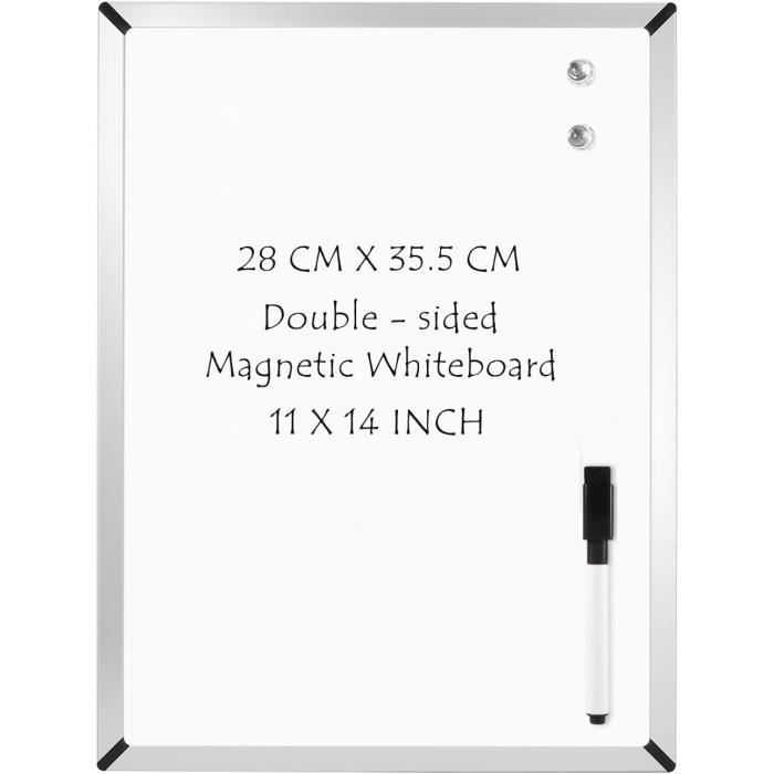 Mini Tableau Blanc Magnétique Effaçable à Sec - Format 8,5 X 11 Pouces (A4) Avec Marqueurs Inclus
