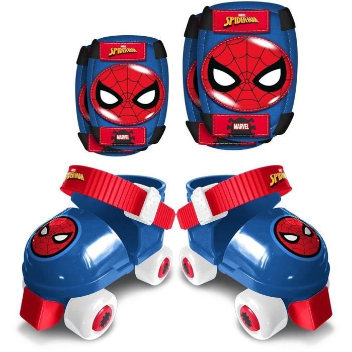 SPIDER-MAN Set Patins à Roulettes avec coudières et genouillères