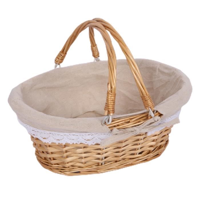 Panier De Récolte En Osier – 28x18,5x11 Cm – Pour Fruits, Légumes, Pique-nique, Rangement Déco