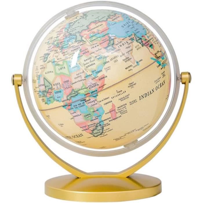 Globe Terrestre Décoratif ANTÉVIA – 13 Cm De Diamètre, Pied En Manguier, Rapporteur Métal Effet Bronze - 3