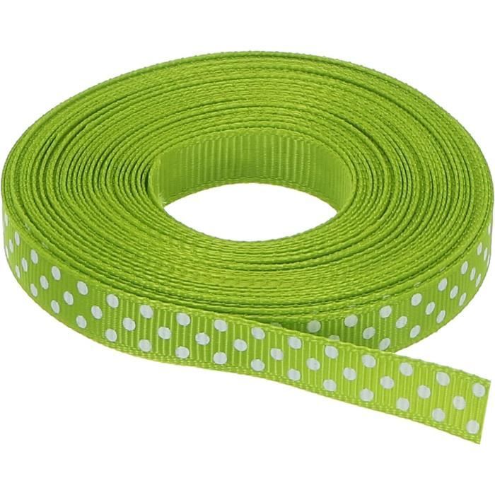 Gros-Grain Rubans 25 Yards 0.4 Pouce Frais Vert Avec Blanc Points Ruban Noeud Décoration Pour