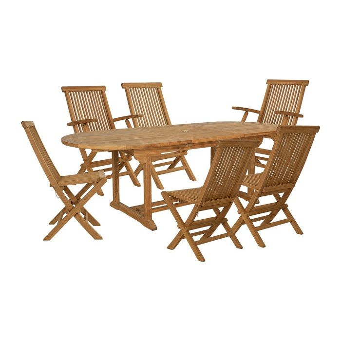 SALENTO - Ensemble table de jardin ronde extensible et chaises pliantes en teck main image 1