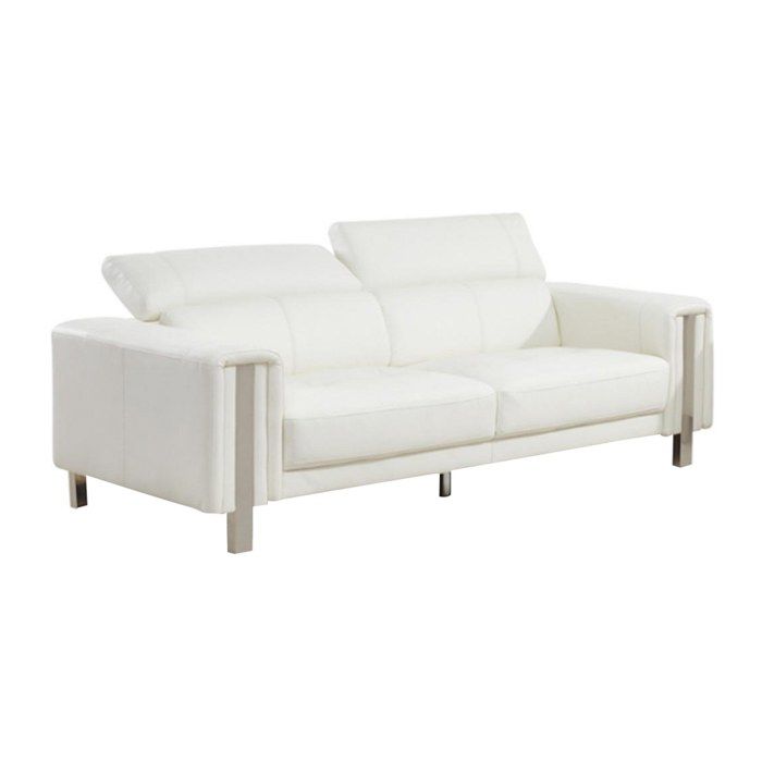 Canapé 3 places en simili MAROUA - Blanc - Contemporain - Design - Fixe - Moelleux