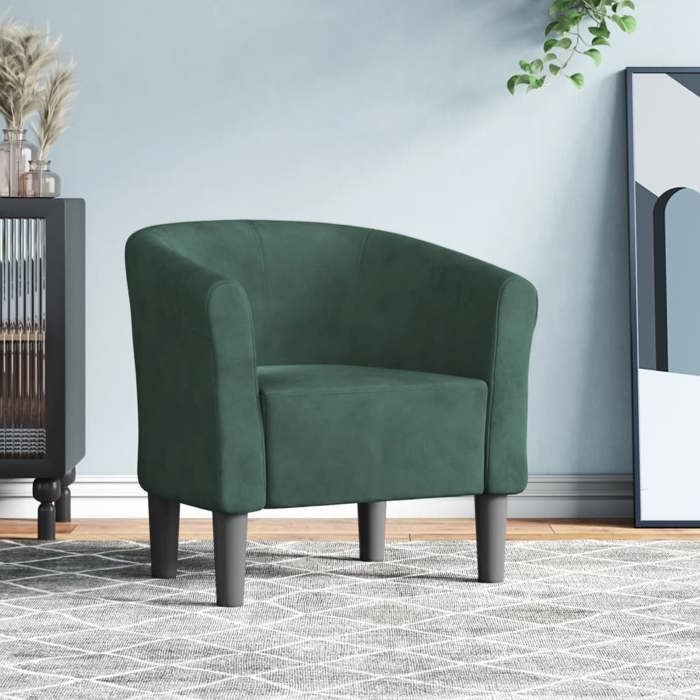 vidaXL Chaise cabriolet vert foncé velours 356444