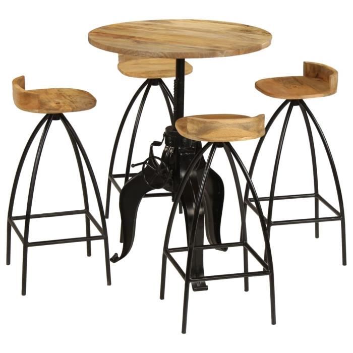 Meuble De Bar 5 Pcs Bois Massif De Manguier Brun Ensembles De Meubles Ensembles De Meubles De Cuisine De Salle A Manger Cdiscount Maison