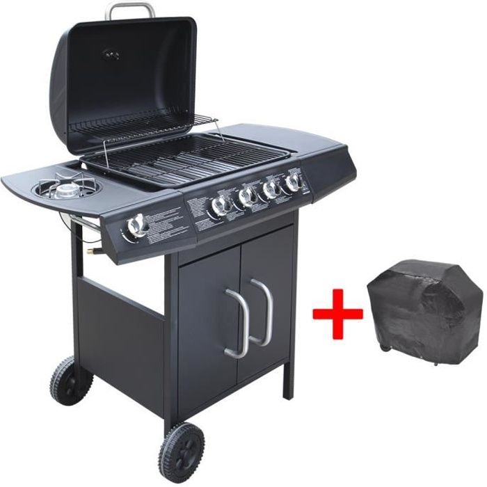 Barbecue à gaz 4 + 1 brûleurs - VIDAXL - Noir - Gaz - Electronique - 104 x 55,4 x 97,7 cm