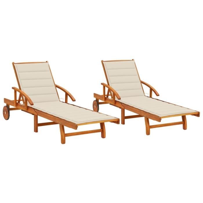vidaXL Chaises longues bois acacia
