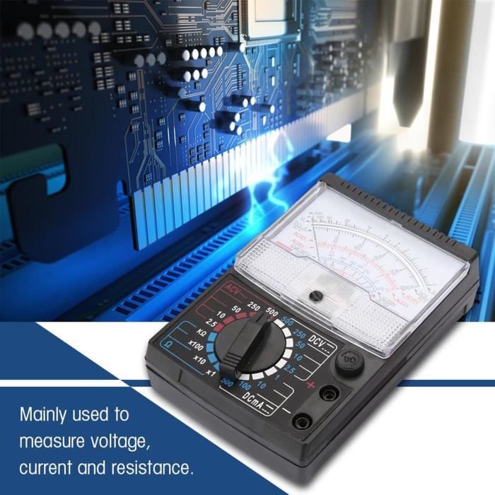 Multimètre Analogique à Aiguille AC/DC - 18 Calibres, 21 Plages, Précision 2,5%, Pour électricien, Bricolage