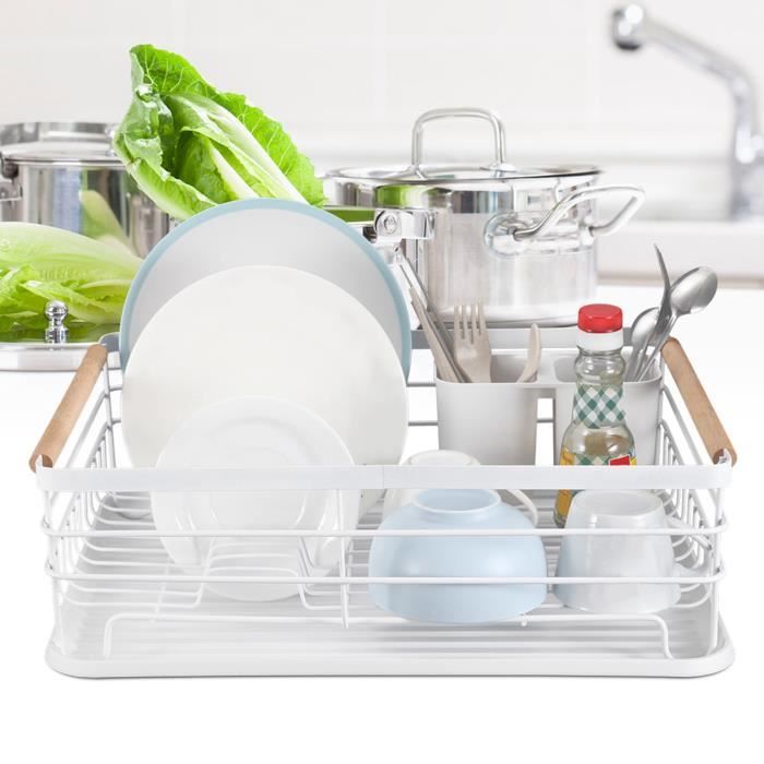 yosoo étagère de rangement de cuisine égouttoir à vaisselle, revêtement antirouille durable, grand égouttoir à vaisselle avec blanc