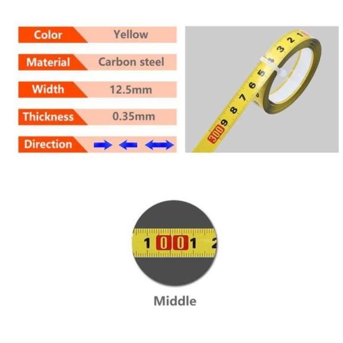 3 Pièces Ruban De Mesure Auto-adhésif 1 Mètre - Règle Métrique Gauche à Droite Pour Établi, Table De Scie Et Atelier
