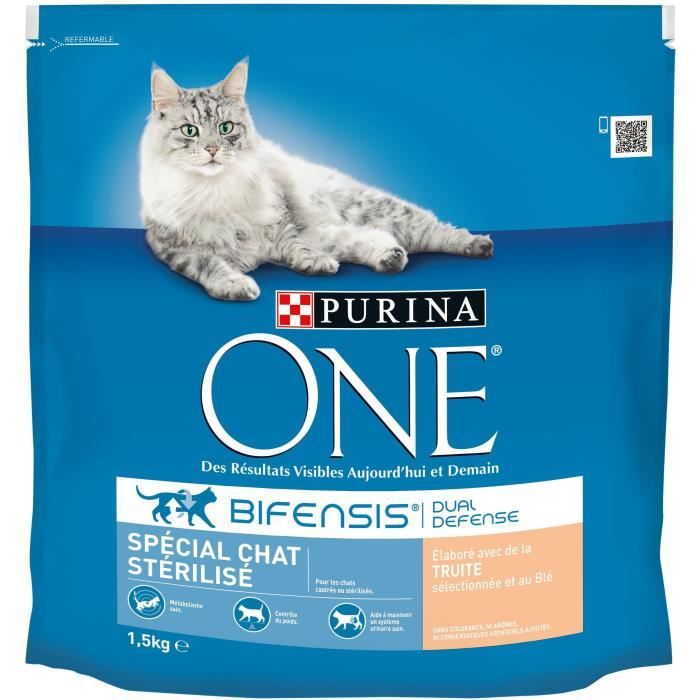 PURINA ONE Croquettes à la truite et au blé - Pour chat adulte stérilisé - 1,5 kg