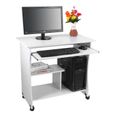 Weiraishop - Bureau droit classique décor blanc avec étagère  - Bureau d'ordinateur en bois Bureau d'étude pour ordinateur portable -1