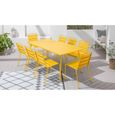 Table de jardin et 8 chaises - 180 x 90 x 72 cm - Acier - Palavas - Jaune-1