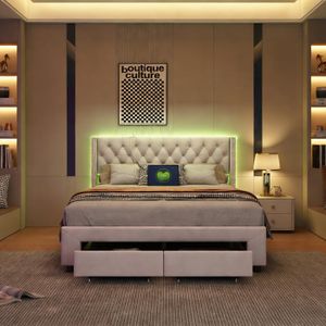 Cadre De Lit Métal Avec Tête De Lit/pied De Lit Blanc 120x190cm