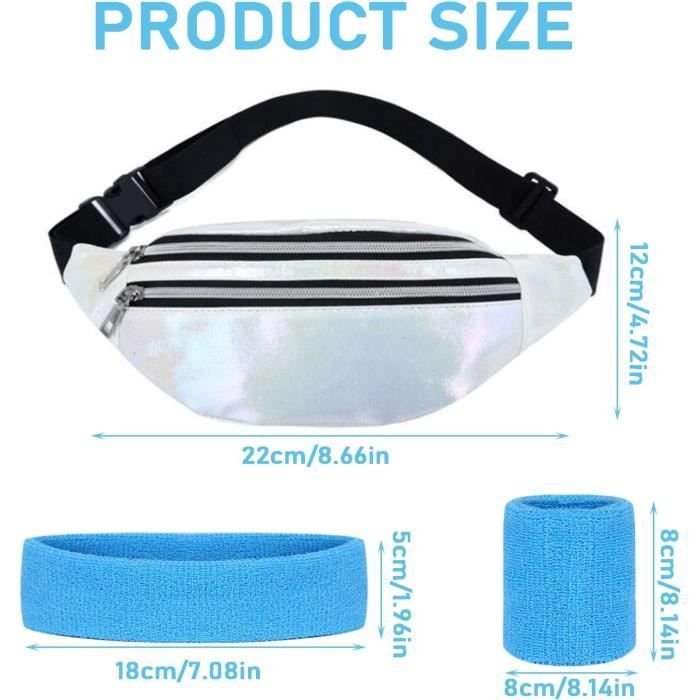 Sac Banane Holographique Années 80 - Kit 6 Pièces Fluo Pour Déguisement Disco