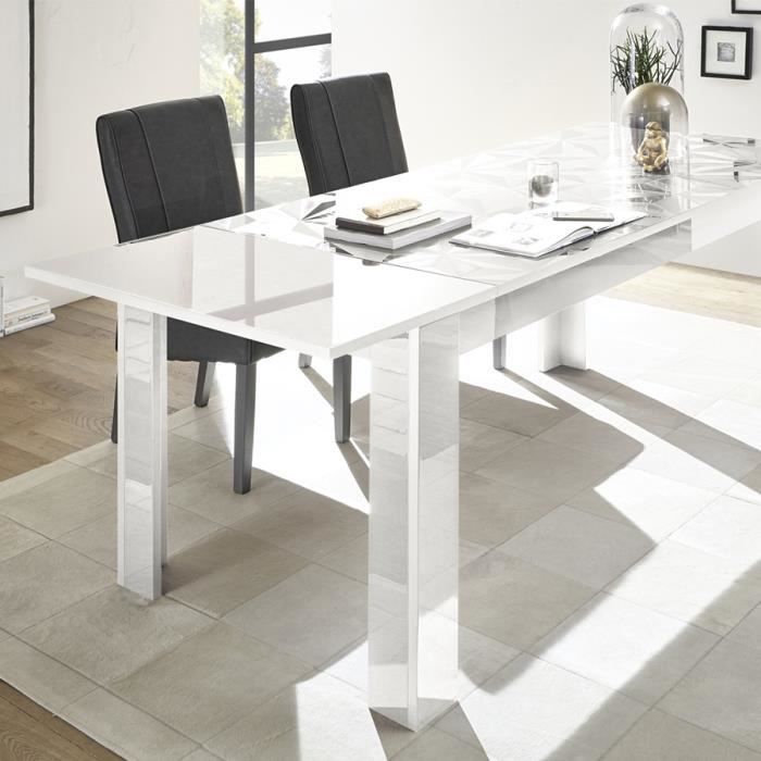 Table à manger extensible BASIC finition blanc laqué 137-185/79/90 cm