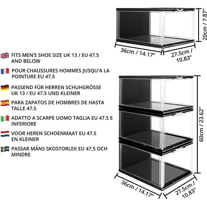 CNCEST Lot de 20 boîtes à chaussures en plastique transparent