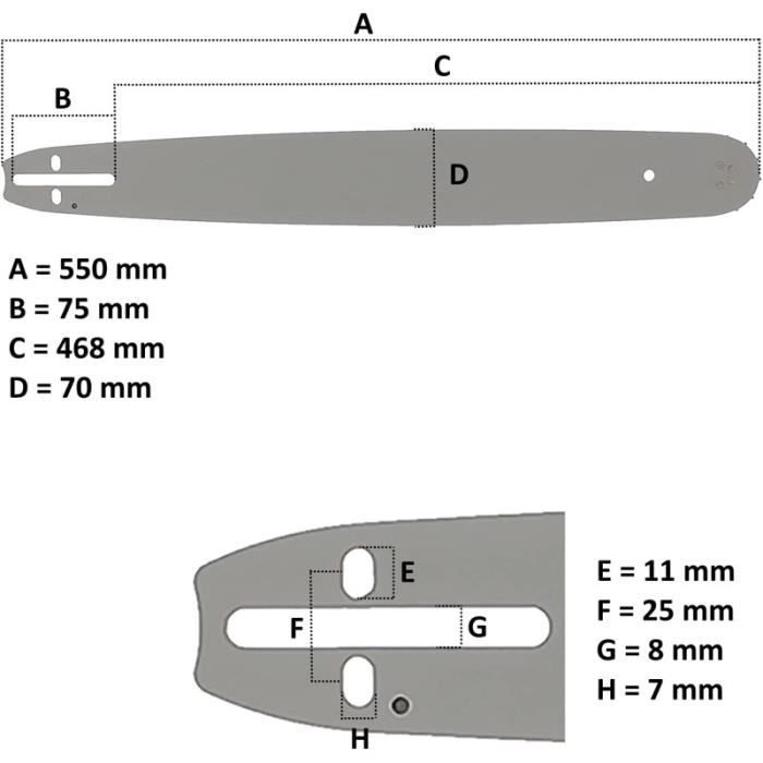 Guide 20 Pouces (50 cm) pour tronçonneuse - FOLAYA - Lot de 3 chaînes 76  maillons - Blanc - Cdiscount Jardin