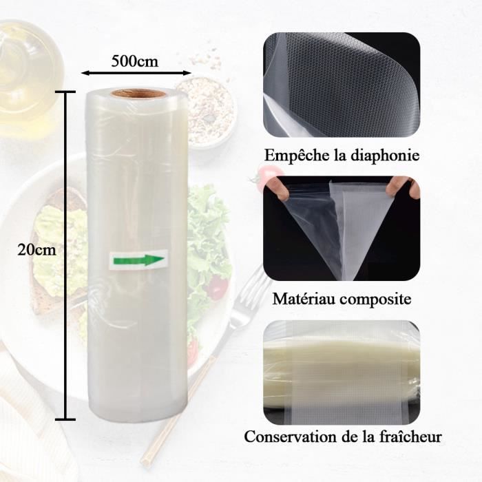 Sacs Sous vide Pack de 5 rouleaux , Sac sous vide alimentaire pour appareil sous  vide économiseur de nourriture et sous vide cuisine - Cdiscount Maison