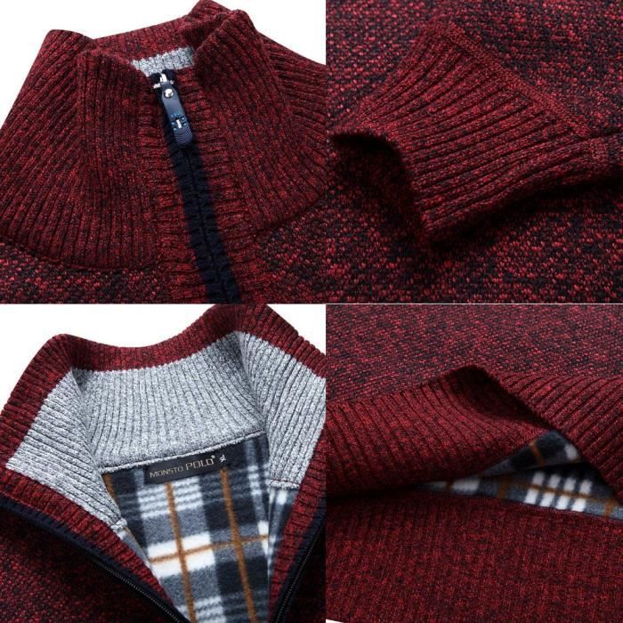 Pull Col Roulé Chaud à Manches Longues Avec Poche - Pour Homme, Idéal Hiver - Tissu Doux Et Chaud