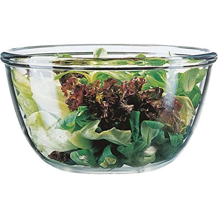 Luminarc Cocoon Saladier 24 Cm - 3,6 L En Verre Trempé Transparent, Ultra Résistant Et Empilable