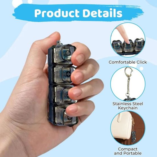 Lot 2 Claviers Anti-stress Lumineux – 4 Boutons Mécaniques Avec LED – Porte-clés Fidget Pour Adulte