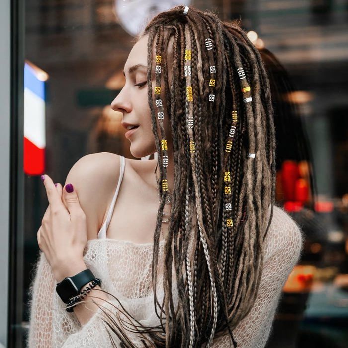 Ipetboom 16pièces Perles Spirales Pour Cheveux Dreadlocks Bijoux Pour Femmes Pince à Perles Spirales Accessoire Cheveux Tresse