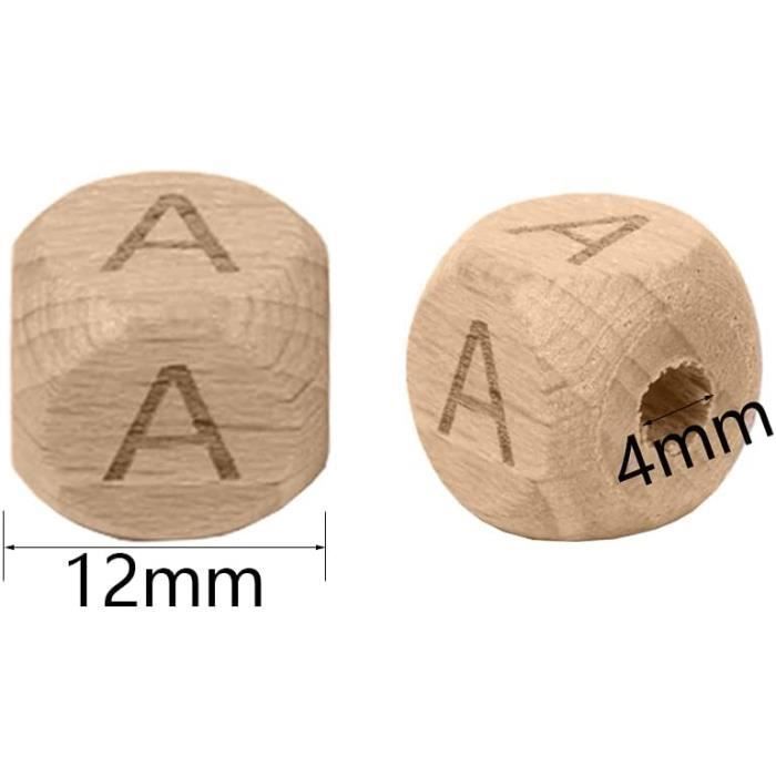 Perles Bois Lettres 52 Pièces Perles D'Alphabet En Bois