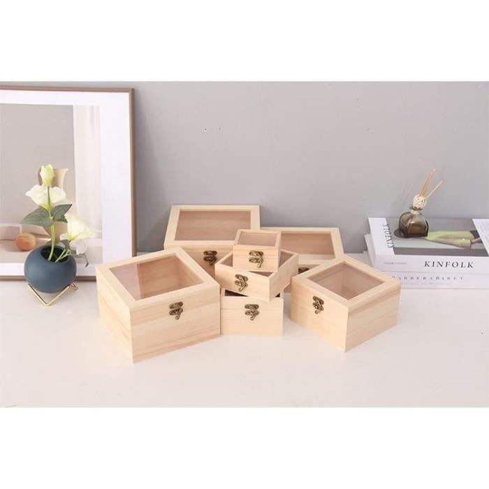 Boîte En Bois Brut 12x8x9cm - À Décorer Soi-même - Idéale Pour Bijoux Ou Cadeaux