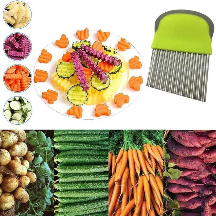 1 pièce Coupe-Frites Coupe-légumes ondulé en Acier Inoxydable Coupe