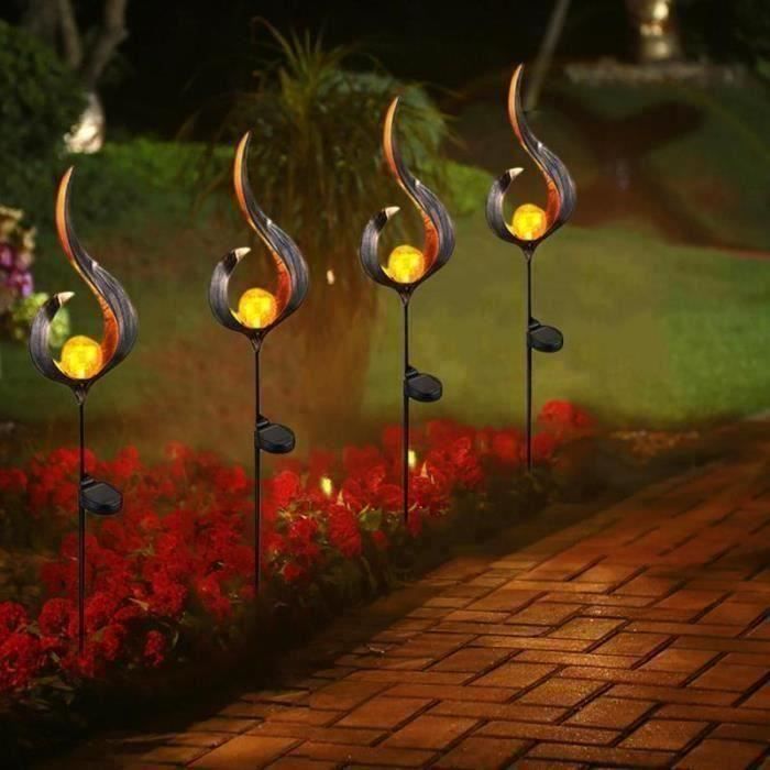 Lampe Solaire Flamme Extérieur - Angle Mars - LED Rétro Fer Bronze - Jardin  Pelouse