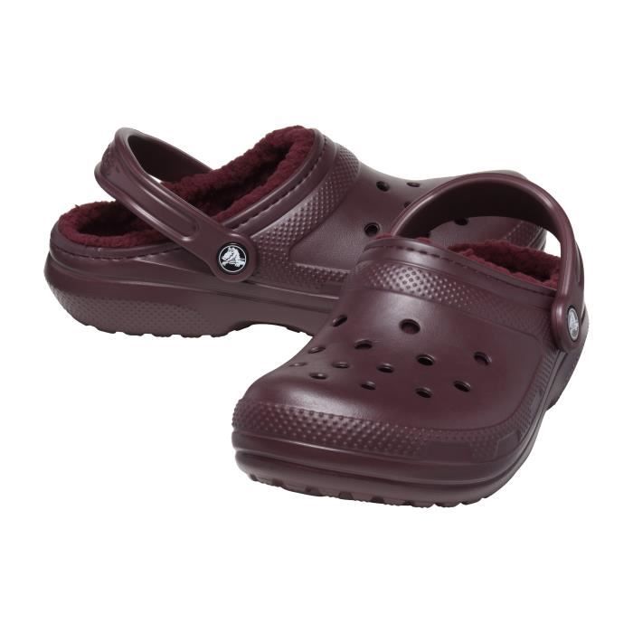 Maroon best sale fuzzy crocs