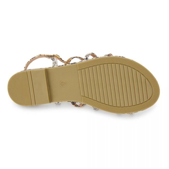 Sandales plates Femme MARIA MARE facon python Multicolore Beige Multicolore Cdiscount Chaussures