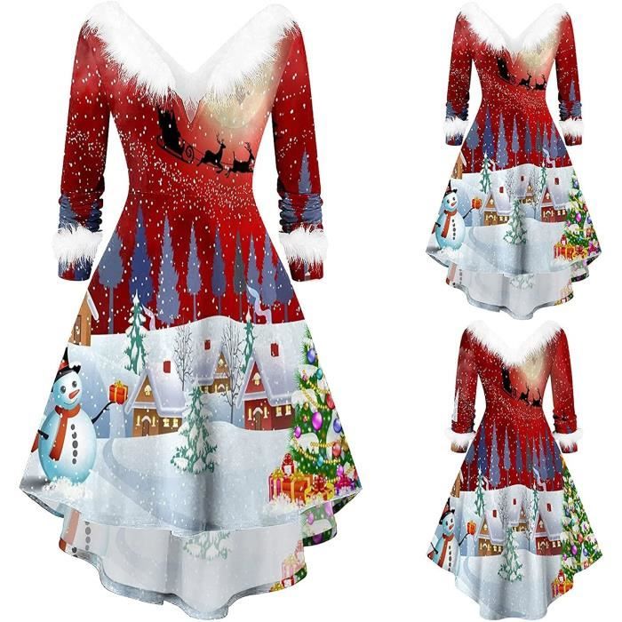 Robe de Noel Femme Generique Robe legere a Manches Longues Automne et Hiver Rouge Elegante et Classique Rouge Cdiscount Pret a Porter