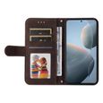 Verre trempé+Etui pour Xiaomi Poco X6 Pro, [Magnétique] Fentes Cartes Protection Portefeuille Housse Premium en Cuir PU,Marron FSMS-3