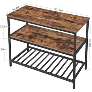 FEXPLENDID Petite Étagère Bureau & Cuisine 40x40x19 Cm – Bois Fumé & Métal – Rangement Gain De Place Stackable 15 Kg/niveau