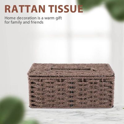 2X Boîte à Mouchoirs Ronde En Rotin Porte-Rouleau De Papier Toilette Distributeur Pour Salle De Bain Maison H Tel Et Bureau
