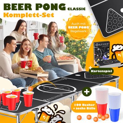 LARS360 Beer Pong Table pliable à hauteur réglable avec 5 balles et 100