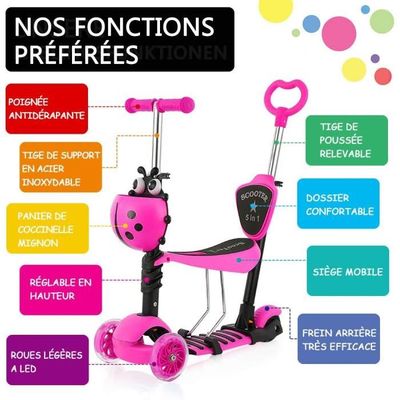 Trottinette avec Siège Amovible YOLEO - 5 en 1 - Hauteur Réglable - 3