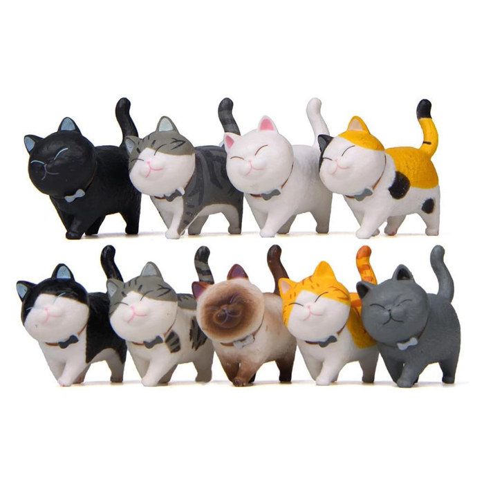 Figurines Chats Toymany – 8 Mini Chats Réalistes, Poses Différentes – Jouet éducatif, Décoration, Cadeau Anniversaire