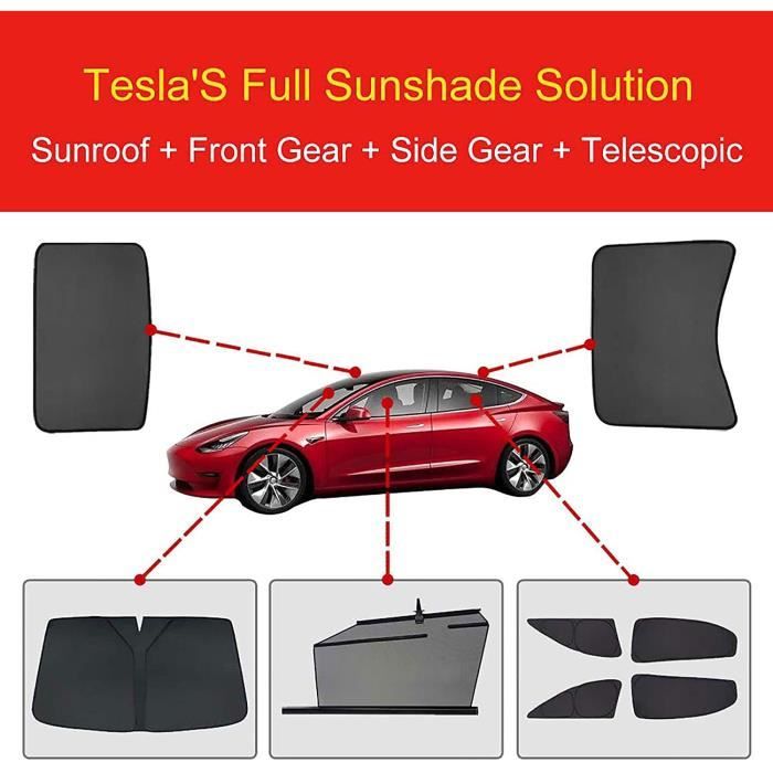 Pare-soleil pour Tesla Model 3, Protection UV, rideau de voiture, fenêtre  latérale, maille, Film en Nylon Black - Cdiscount Auto