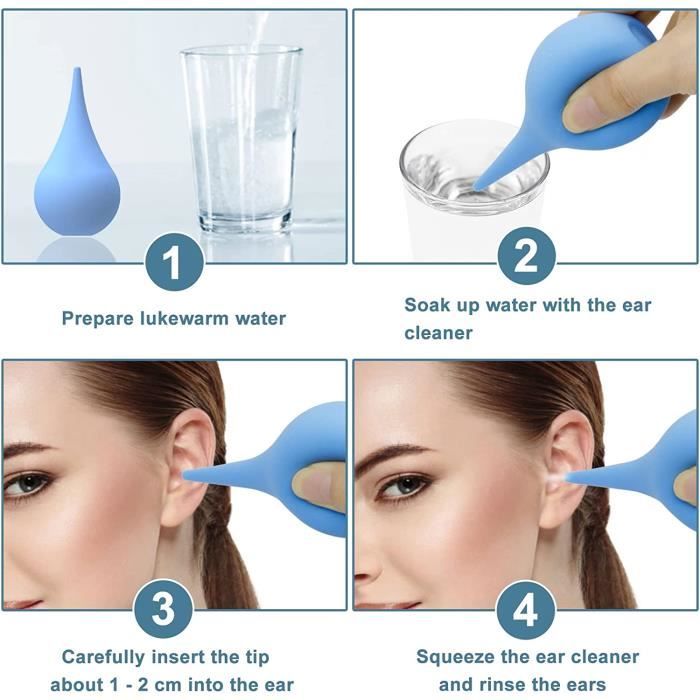 Lot De 2 Poires à Lavement D'oreille - Pour Bébés, Enfants Et Adultes - Nettoyage En Douceur Du Cérumen - Capacité 60 Ml - Bleu - 9