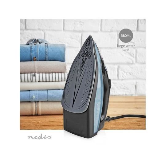 Fer à Repasser Becken 2600W Semelle Céramique - Coup De Vapeur 100g, Anti-Calcaire, Autonettoyant - Bleu