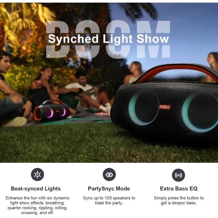 Enceinte Bluetooth étanche Portable – 64 G, Bluetooth 5.3, Autonomie 4-10h, Idéale Pour Camping, Plage, Voyage