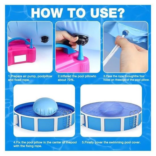 2 Pièces Coussin Hivernage Piscine 120x120cm Avec Cordes - Protection Hors Sol