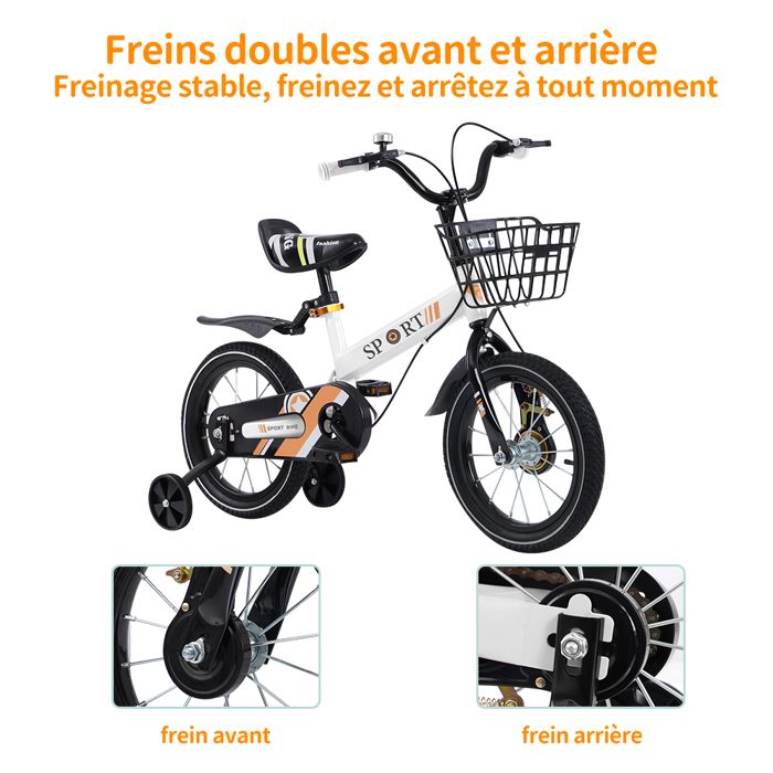 Vélo Costway de 14 po pour filles de 3-8 à 7 ans avec roues stabilisatrices, frein à