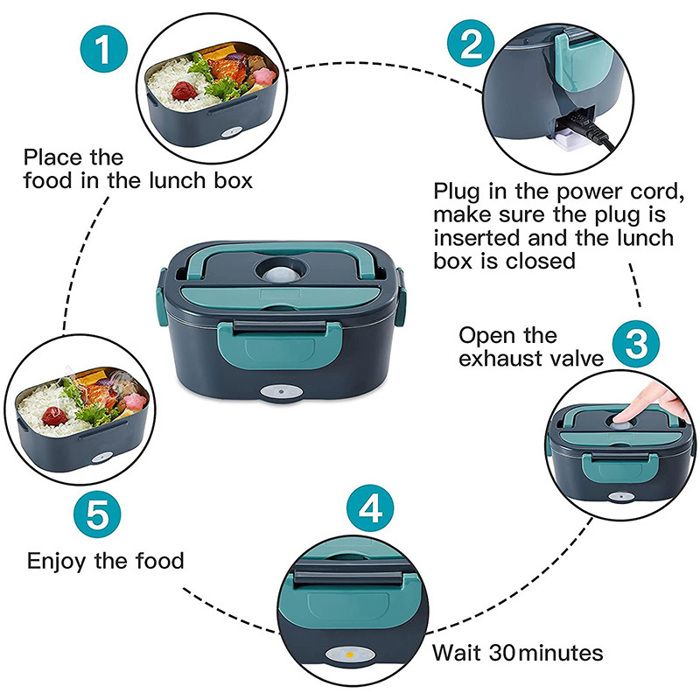 Lunchbox Électrique Auto-chauffante Sans Fil - 500 Ml, Rechargeable USB-C, Pour Bureau, École, Camping