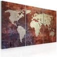 Tableau  |  Carte du monde dorée  | 120x80 |  Cartes du monde |  triptyque |-0